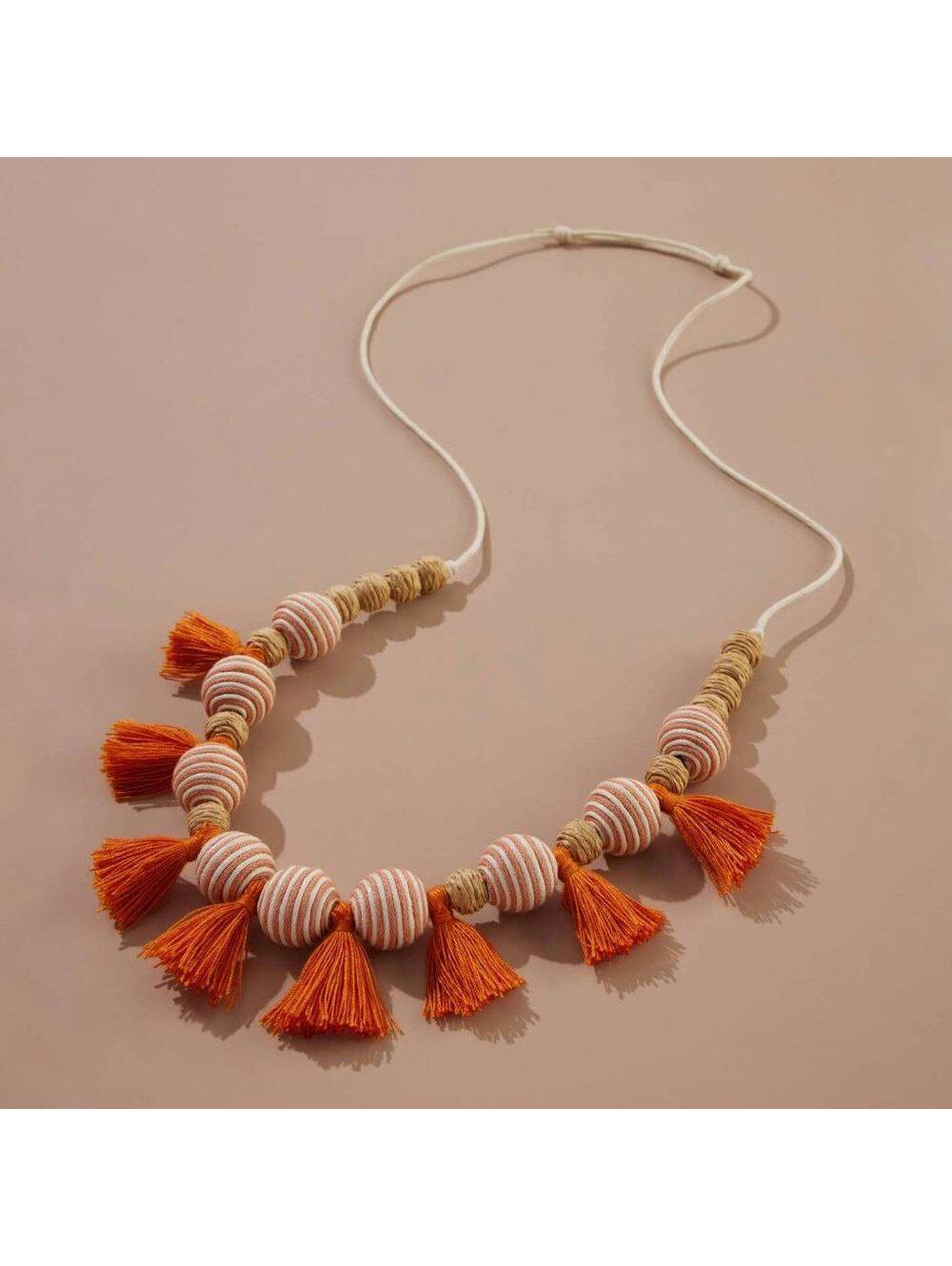 J.Jill Island Air Orange Tassel Necklace